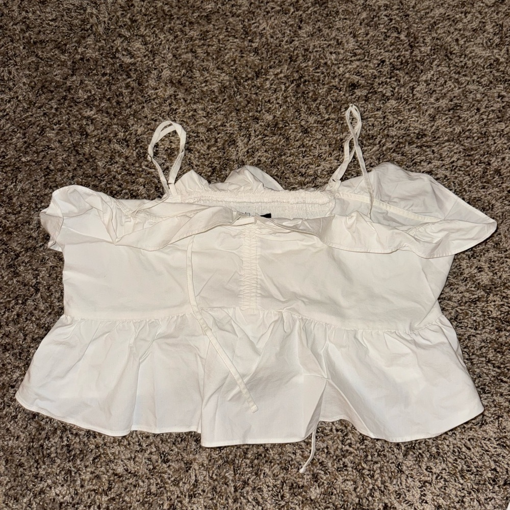 White Ruffled Women's Top